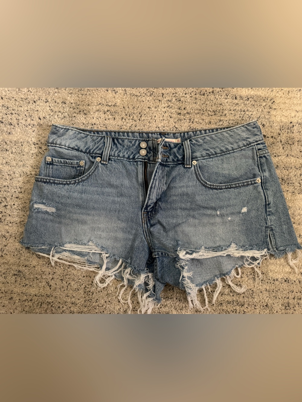 LEVIS Denim Frayed Hem Women's Shorts - Light Blue